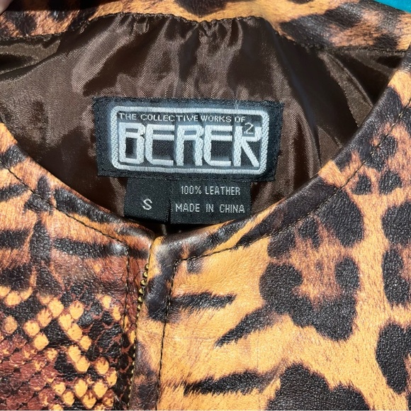 Berek 100% leather animal print cheetah jacket blazer S small vintage retro - Picture 5 of 5